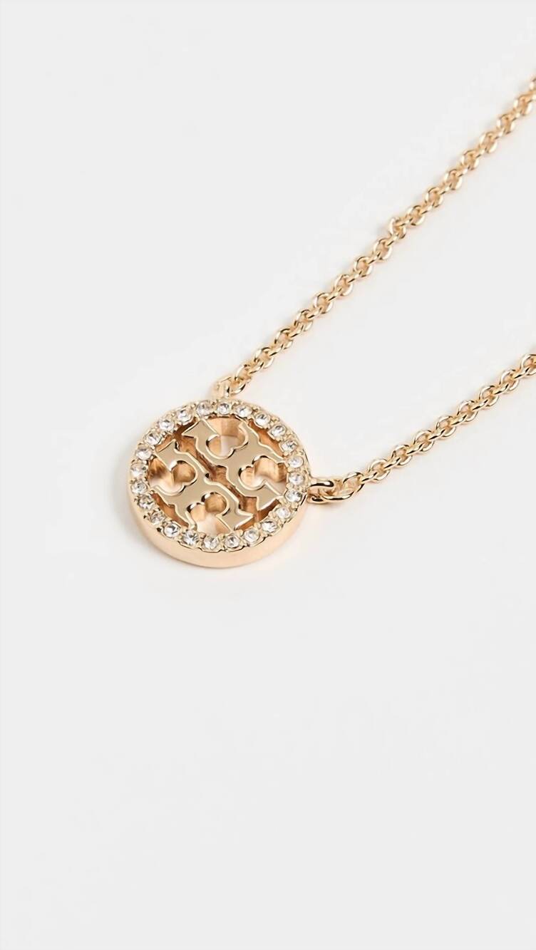 NEW TORY BURCH miller pave pendant necklace in gold